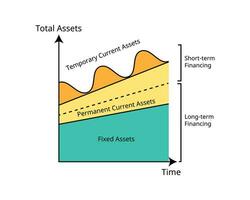 Asset financing policy of fixed asset, permanent current asset and temporary current asset vector