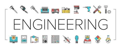 Ingenieria herramienta trabajo llave inglesa íconos conjunto vector