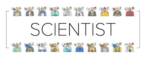 scientist laboratory lab science icons set vector