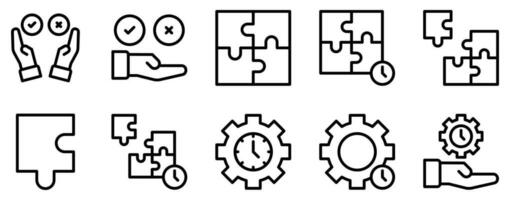 time management line style icon set collection vector