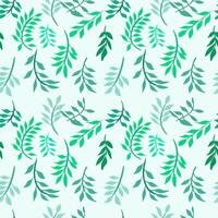 Leaves Pattern Seamless Hand Drawn Green Emerald Color vector