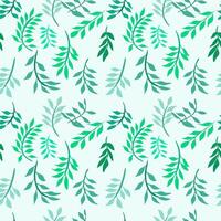 Leaves Pattern Seamless Hand Drawn Green Emerald Color vector