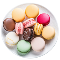 AI generated Delightful Assortment of Macarons on Transparent Background. png