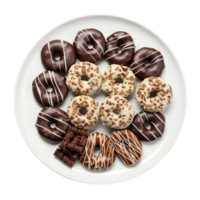 ai genererad sortiment av gourmet chokladtäckta på transparent bakgrund. png