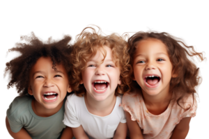 AI generated Laughing Kids Having a Great Time on a Transparent Background. png