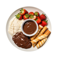 ai gerado chocolate fondue espalhar em transparente fundo. png