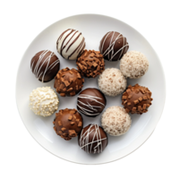 AI generated Beautifully Arranged Chocolate Truffles on Transparent Background. png