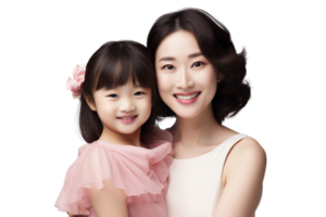 AI generated Happy Mother and Daughter on Transparent Background. png