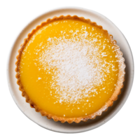 ai généré citron Tarte avec une saupoudrage de en poudre sucre sur transparent Contexte. png