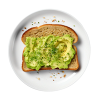 AI generated Avocado toast on a white plate on Transparent Background. png