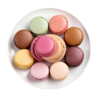AI generated Delightful Assortment of Macarons on Transparent Background. png