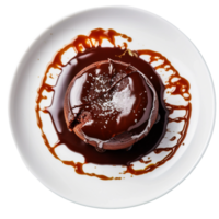 ai generado celestial chocolate fondant rezumando en transparente antecedentes. png