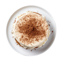 AI generated Tiramisu Cake on a White Plate on Transparent Background. png