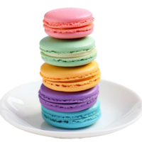 ai gegenereerd regenboogkleurig macaron toren Aan transparant achtergrond. png