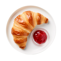 ai genererad en klassisk franska croissant med Smör och sylt på transparent bakgrund. png