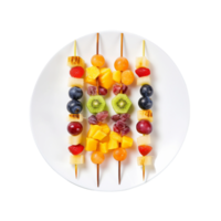 AI generated Colorful Fruit Kabob Skewer on Transparent Background. png