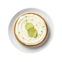 AI generated Key Lime Pie on a White Plate on Transparent Background. png