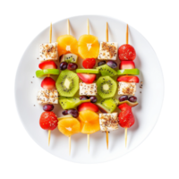 ai generato colorato frutta kebab spiedo su trasparente sfondo. png