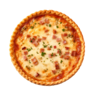 AI generated Quiche Lorraine on a White Plate on Transparent Background. png