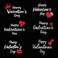 Set of calligraphic Happy Valentine's Day. Happy Valentines Day lettering card, stickers, badge, labels, tags and more. vector