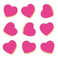 Set of isolate pink hearts for Valentine's day and more decorative. vector