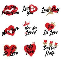 Set of calligraphic Happy Valentine's Day. Happy Valentines Day lettering card, stickers, badge, labels, tags and more. vector