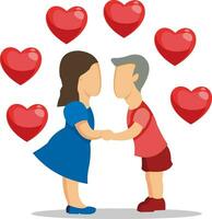 linda contento san valentin día colocar. dibujos animados amor romántico pegatinas elementos con corazones. mano dibujado vector ilustración