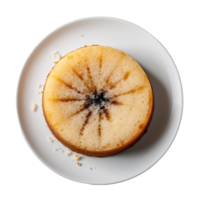 AI generated Vanilla Bean Cake on a White Plate on Transparent Background. png