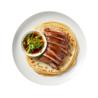 AI generated Peking Duck With Pancakes Placed on on Transparent Background. png