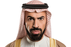 AI generated Arab Man Face Portrait with Transparent Background. png