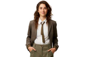 AI generated Female Field Worker in Business Attire with Transparent Background. png