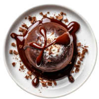 AI generated Heavenly Chocolate Fondant Oozing on Transparent Background. png