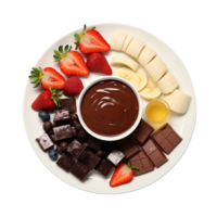 ai generado chocolate fondue untado en transparente antecedentes. png