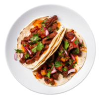 ai gerado delicioso tacos al pastor colocada em transparente fundo. png