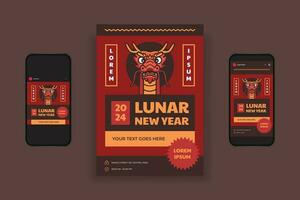 lunar nuevo año volantes diseño vector