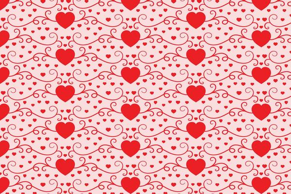 Flourishes Swirling hearts seamless pattern, abstract hearts Swirls pattern, valentines day Elegant seamless background, curly hearts repeating background, Red love romantic texture wrapping paper