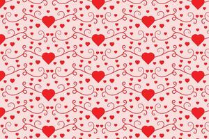 Flourishes Swirling hearts seamless pattern, abstract hearts Swirls pattern, valentines day Elegant seamless background, curly hearts repeating background, Red love romantic texture wrapping paper vector