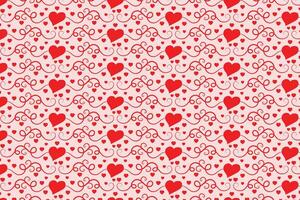 Flourishes Swirling hearts seamless pattern, abstract hearts Swirls pattern, valentines day Elegant seamless background, curly hearts repeating background, Red love romantic texture wrapping paper vector