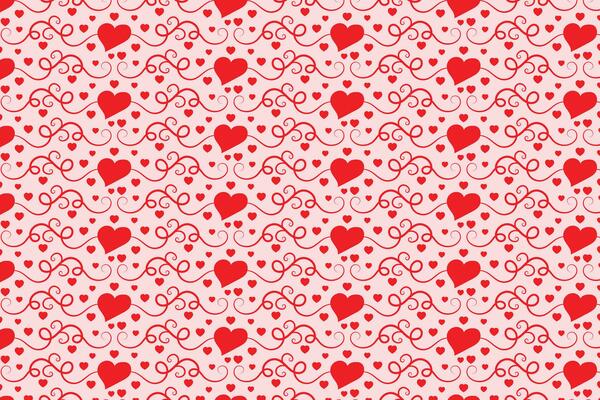 Flourishes Swirling hearts seamless pattern, abstract hearts Swirls pattern, valentines day Elegant seamless background, curly hearts repeating background, Red love romantic texture wrapping paper