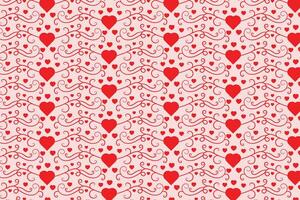 florece arremolinándose corazones sin costura patrón, resumen corazones remolinos patrón, san valentin día elegante sin costura fondo, Rizado corazones repitiendo fondo, rojo amor romántico textura envase papel vector