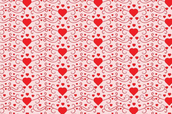 Flourishes Swirling hearts seamless pattern, abstract hearts Swirls pattern, valentines day Elegant seamless background, curly hearts repeating background, Red love romantic texture wrapping paper
