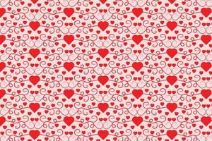 florece arremolinándose corazones sin costura patrón, resumen corazones remolinos patrón, san valentin día elegante sin costura fondo, Rizado corazones repitiendo fondo, rojo amor romántico textura envase papel vector