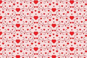 florece arremolinándose corazones sin costura patrón, resumen corazones remolinos patrón, san valentin día elegante sin costura fondo, Rizado corazones repitiendo fondo, rojo amor romántico textura envase papel vector