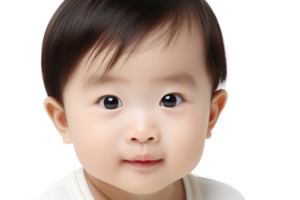 ai generato asiatico bambino viso tiro con trasparente sfondo. png