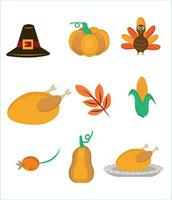 Thanksgiving vector illustration. Thanksgiving holiday icon set banner