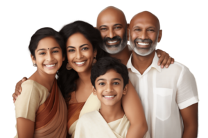 AI generated Joyful Indian Family on Transparent Background. AI png