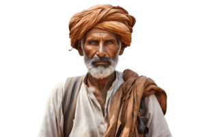 AI generated An Indian Farmer on Transparent Background. AI png