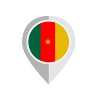 Flat design Cameroon flag map pin icon. vector