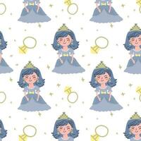 seamless pattern with ring and princess vector