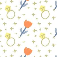 seamless girl background with ring and flower vector